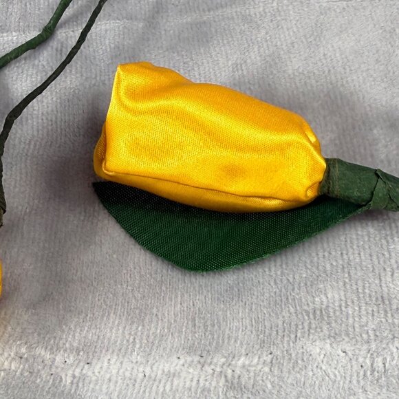 Yellow Satin Artificial Roses Bouquet Corsage Boutonnieres Floral Decoration - Picture 12 of 16